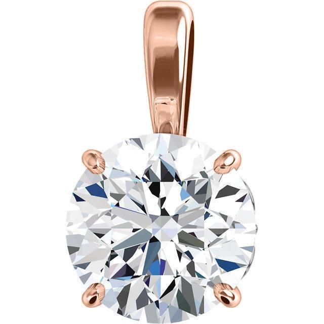 FAB Round Moissanite 4 Prong Ring Complete 14K Rose Gold Solitaire Wedding Set-F&B Wedding Set Collection-Fire & Brilliance ®