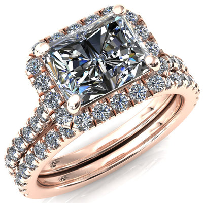Talia Radiant Center Stone East-West 4 Prong Halo 5/8 Micropave Ring