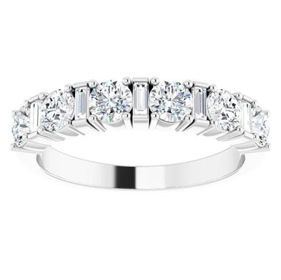 Fabianna 1 CTW Round and Straight Baguette Moissanite or Diamond Anniversary Band-FIRE & BRILLIANCE
