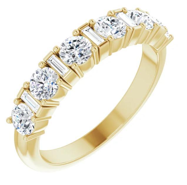 Fabianna 1 CTW Round and Straight Baguette Moissanite or Diamond Anniversary Band-FIRE & BRILLIANCE