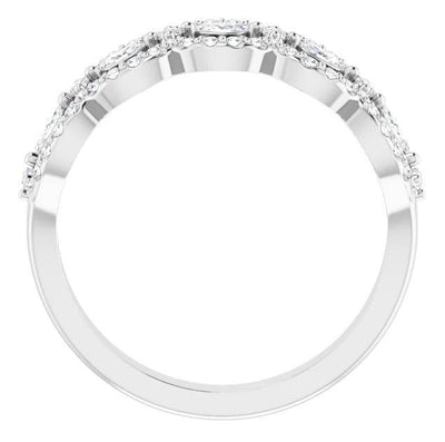 Fabianna Moissanite or Diamond Round and Marquise Anniversary Band-FIRE & BRILLIANCE