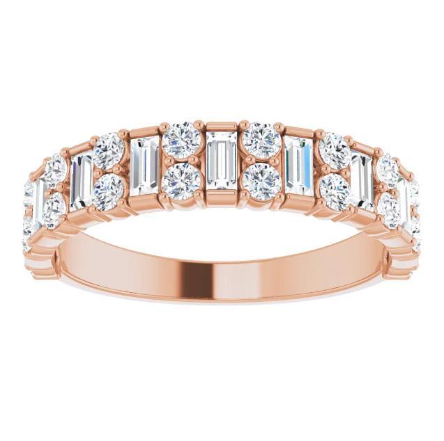 Fabianna Round and Straight Baguette Moissanite or Diamond Band-FIRE & BRILLIANCE
