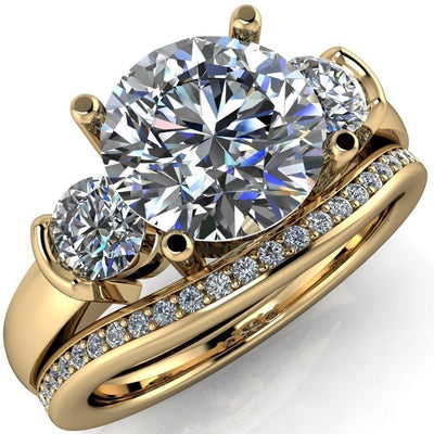 Faryn Round Moissanite Trinity Under Bezel Ring-Custom-Made Jewelry-Fire & Brilliance ®