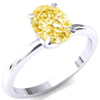 Felicity Oval Canary Yellow 4 Claw Prong Petal Basket Engagement Ring-FIRE & BRILLIANCE