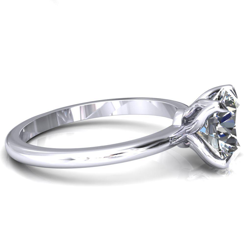 Felicity Round Moissanite 4 Claw Prong Petal Basket Engagement Ring-FIRE & BRILLIANCE