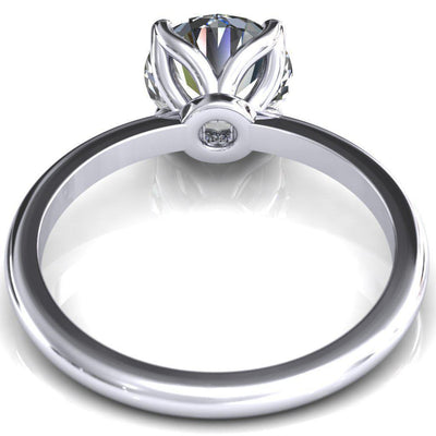Felicity Round Moissanite 4 Claw Prong Petal Basket Engagement Ring-FIRE & BRILLIANCE