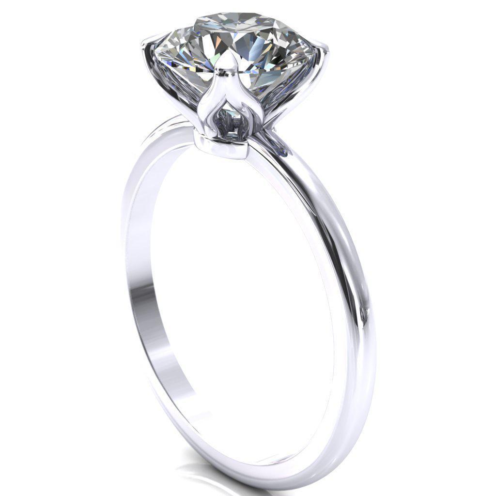 Felicity Round Moissanite 4 Claw Prong Petal Basket Engagement Ring-FIRE & BRILLIANCE