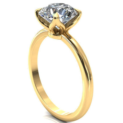 Felicity Round Moissanite 4 Claw Prong Petal Basket Engagement Ring-FIRE & BRILLIANCE
