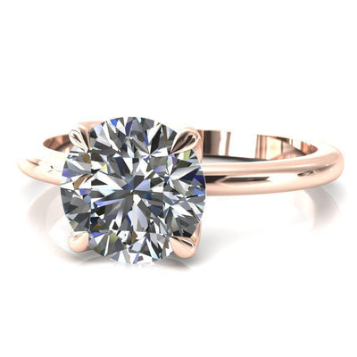 Felicity Round Moissanite 4 Claw Prong Petal Basket Engagement Ring-FIRE & BRILLIANCE