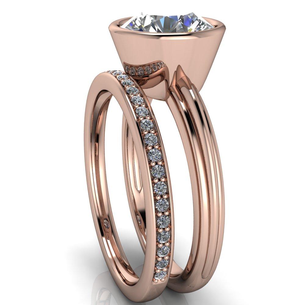 Fenestra Round Moissanite Bezel Half-Round Edge Shank Engagement Ring-Custom-Made Jewelry-Fire & Brilliance ®