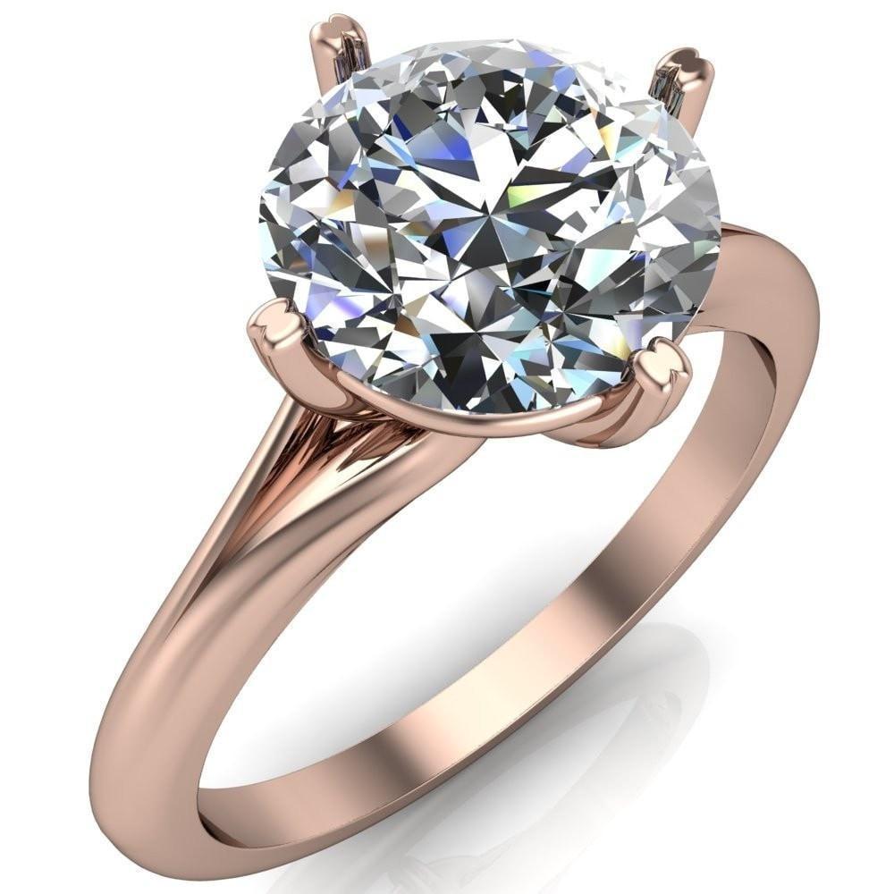 Finé Round Moissanite 4 Prong Split Shank Engagement Ring-Custom-Made Jewelry-Fire & Brilliance ®