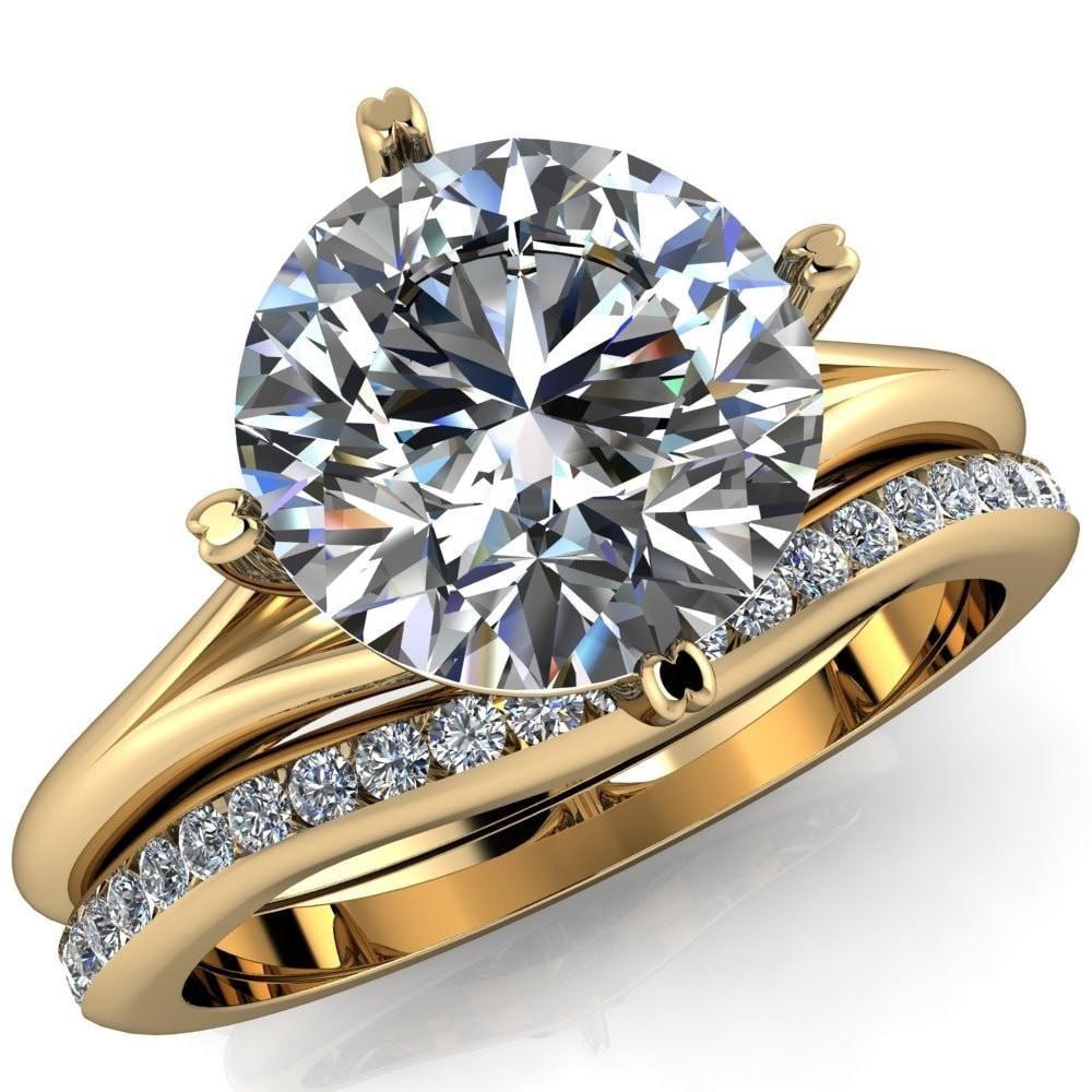 Finé Round Moissanite 4 Prong Split Shank Engagement Ring-Custom-Made Jewelry-Fire & Brilliance ®