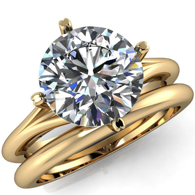 Finé Round Moissanite 4 Prong Split Shank Engagement Ring-Custom-Made Jewelry-Fire & Brilliance ®