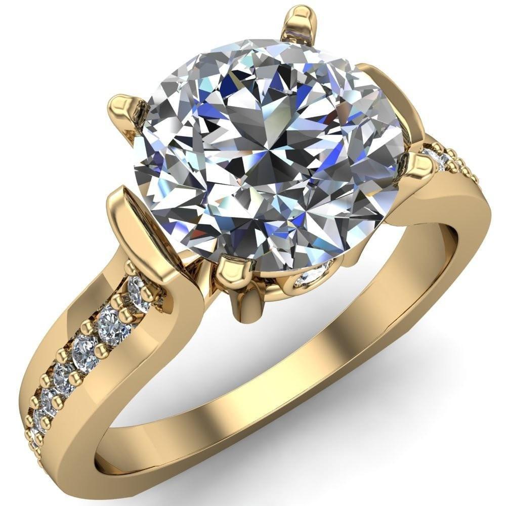 Fletcher Round Moissanite Diamond Channel 4 Prong Ring-Custom-Made Jewelry-Fire & Brilliance ®