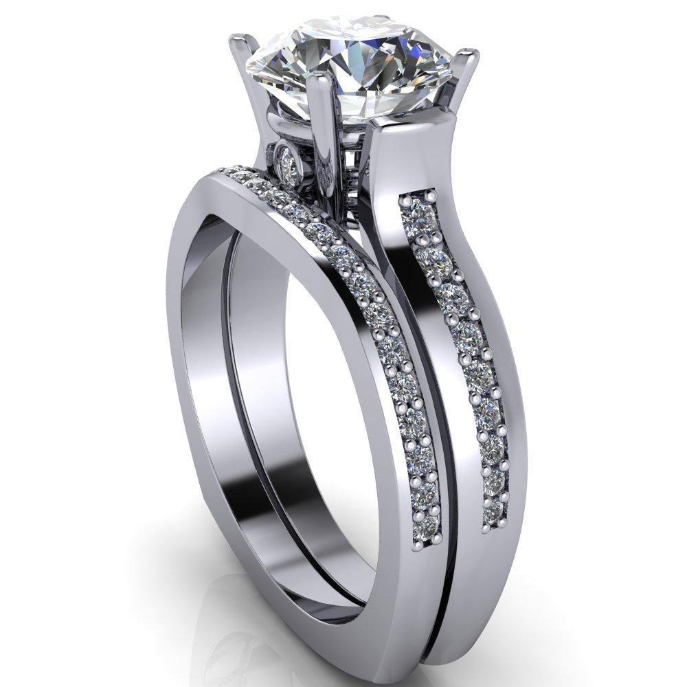 Fletcher Round Moissanite Diamond Channel 4 Prong Ring-Custom-Made Jewelry-Fire & Brilliance ®