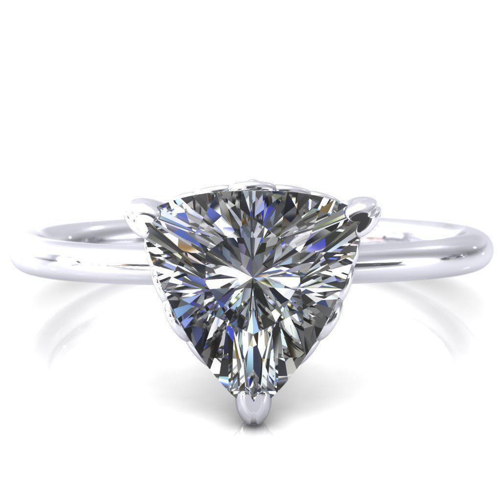 Flockhart Trillion Moissanite 3 Prong Engagement Ring-Custom-Made Jewelry-Fire & Brilliance ®