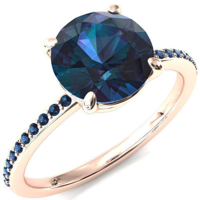 Flora Round Alexandrite 1/2 Eternity Accent Alexandrite Ring-Custom-Made Jewelry-Fire & Brilliance ®