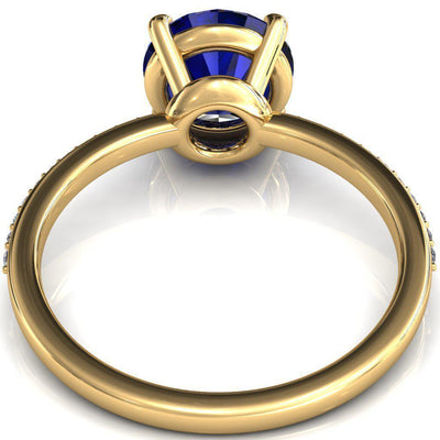 Flora Round Moissanite 1/2 Eternity Accent Diamond Ring-Custom-Made Jewelry-Fire & Brilliance ®
