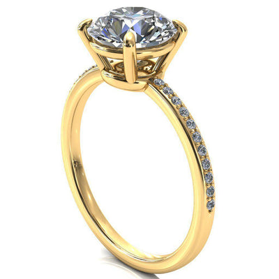 Flora Round Moissanite 1/2 Eternity Accent Diamond Ring-Custom-Made Jewelry-Fire & Brilliance ®