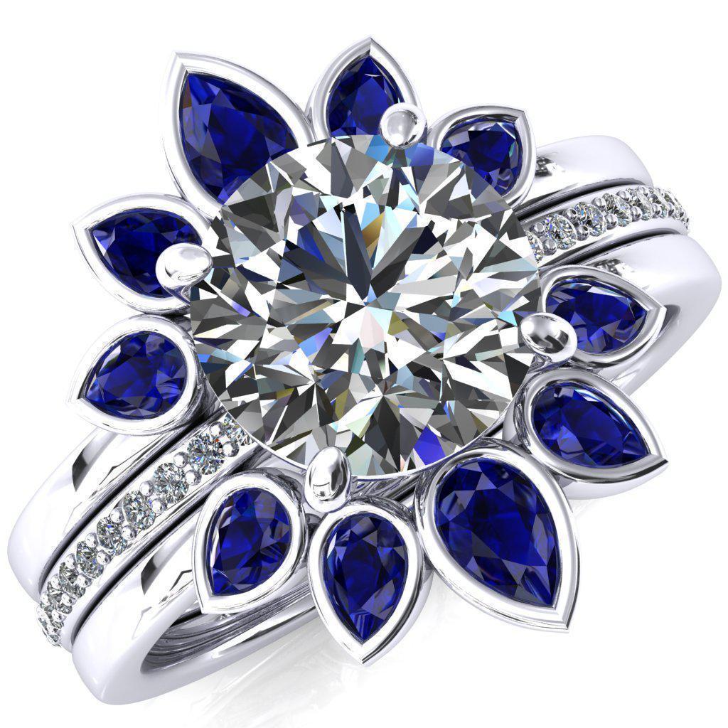 Flora Round Moissanite 1/2 Eternity Accent Diamond Ring-Custom-Made Jewelry-Fire & Brilliance ®