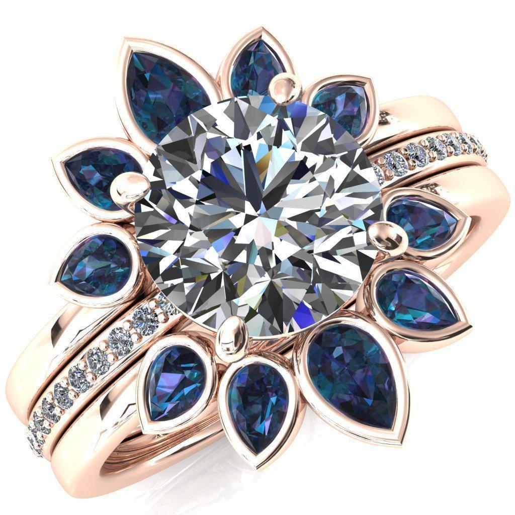 Flora Round Moissanite 1/2 Eternity Accent Diamond Ring-Custom-Made Jewelry-Fire & Brilliance ®