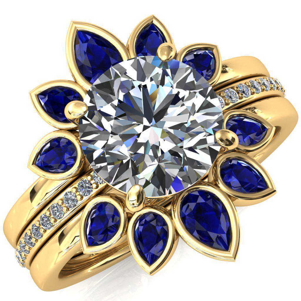 Flora Round Moissanite 1/2 Eternity Accent Diamond Ring-Custom-Made Jewelry-Fire & Brilliance ®