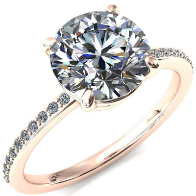 Flora Round Moissanite 1/2 Eternity Accent Diamond Ring-Custom-Made Jewelry-Fire & Brilliance ®