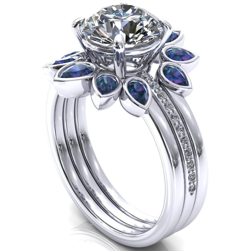 Flora Round Moissanite 1/2 Eternity Accent Diamond Ring-Custom-Made Jewelry-Fire & Brilliance ®