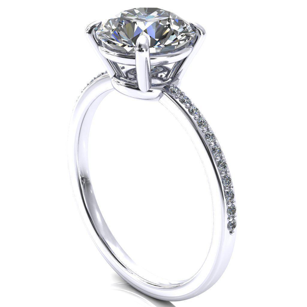 Flora Round Moissanite 1/2 Eternity Accent Diamond Ring-Custom-Made Jewelry-Fire & Brilliance ®