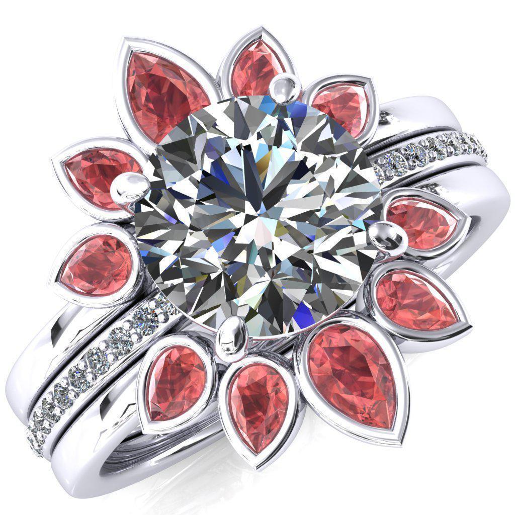 Flora Round Moissanite 1/2 Eternity Accent Diamond Ring-Custom-Made Jewelry-Fire & Brilliance ®