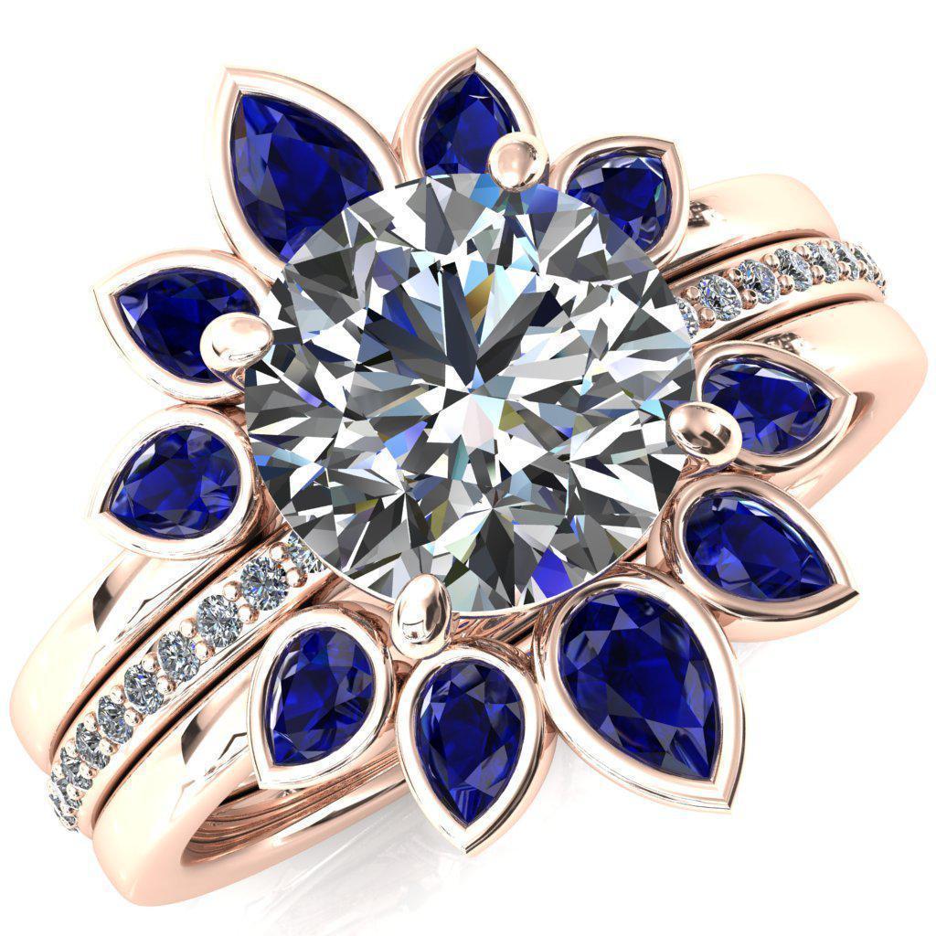 Flora Round Moissanite 1/2 Eternity Accent Diamond Ring-Custom-Made Jewelry-Fire & Brilliance ®