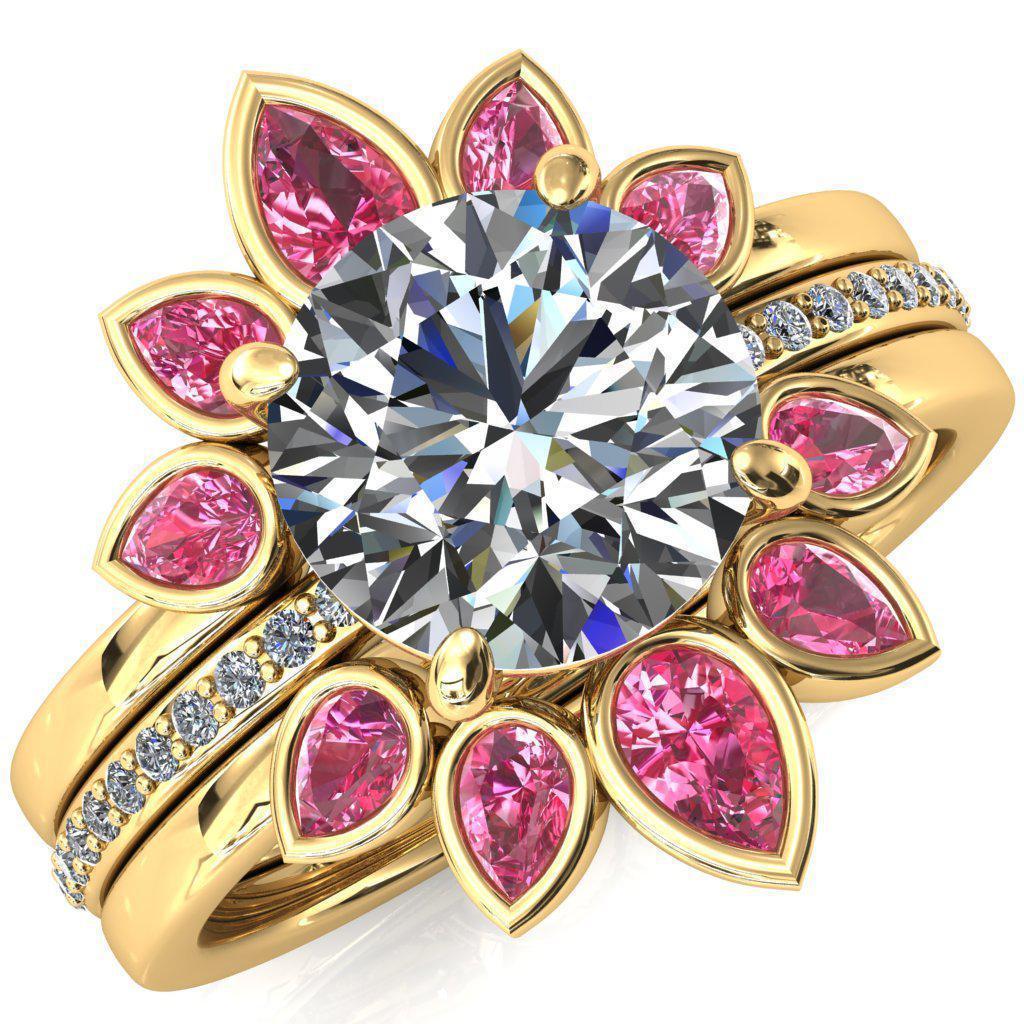 Flora Round Moissanite 1/2 Eternity Accent Diamond Ring-Custom-Made Jewelry-Fire & Brilliance ®