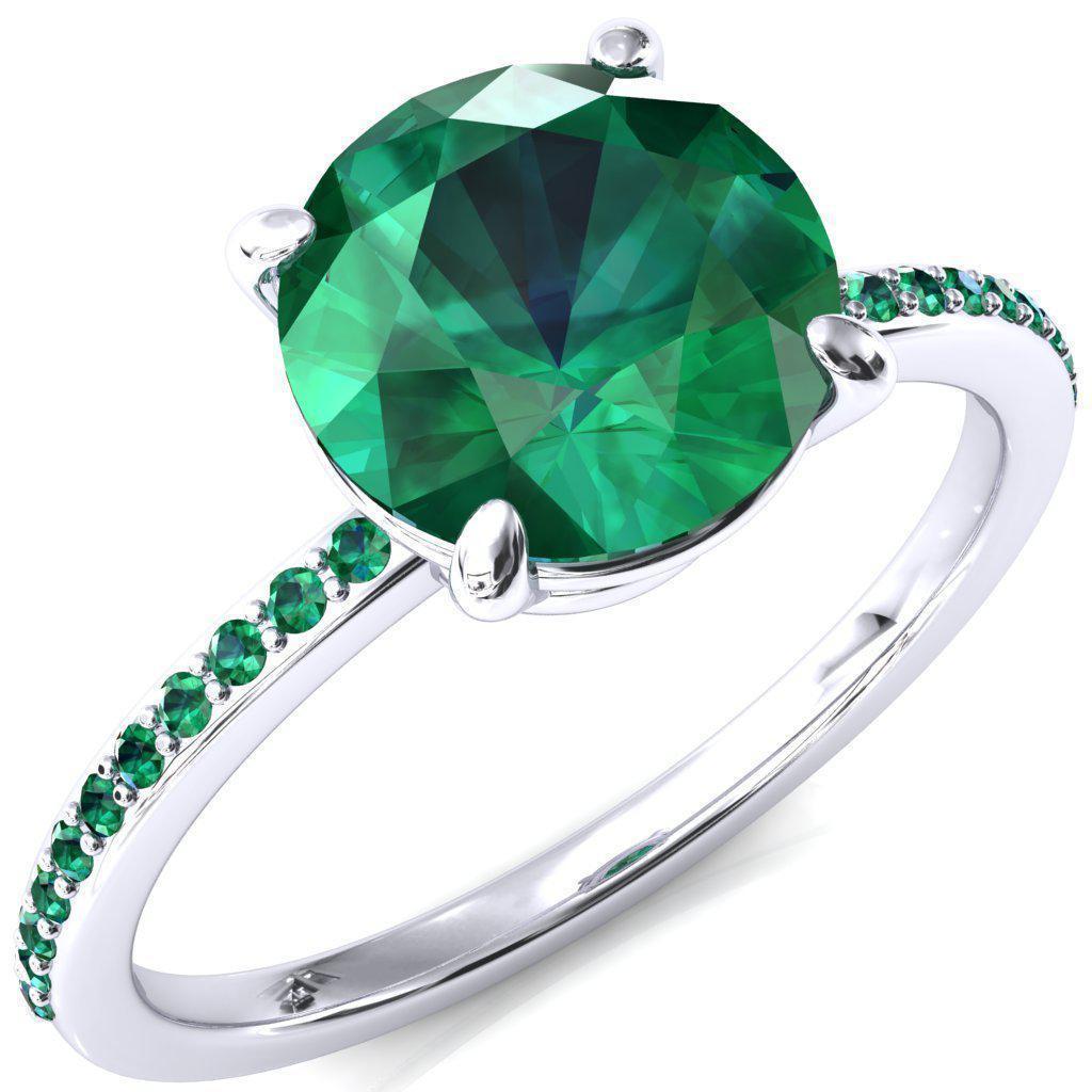 Flora Round Emerald 1/2 Eternity Accent Emerald Ring-Custom-Made Jewelry-Fire & Brilliance ®