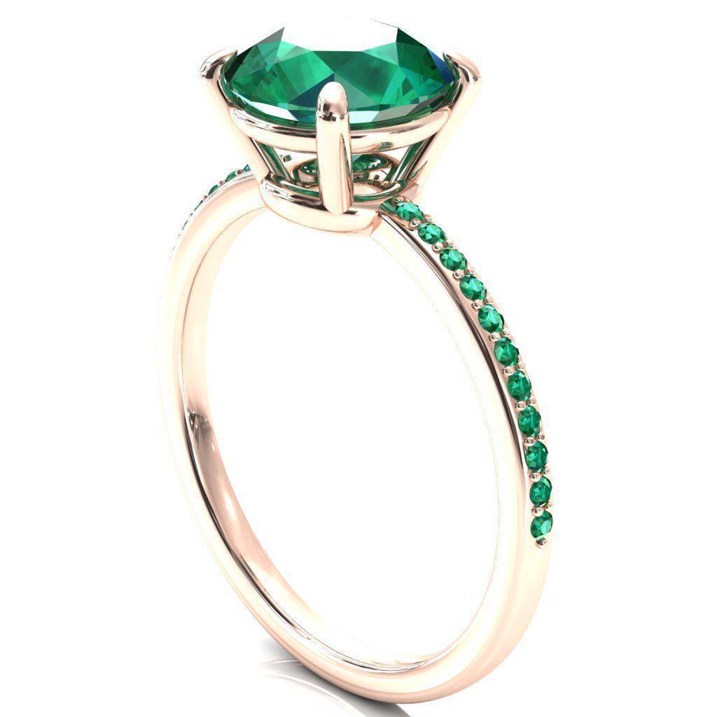 Flora Round Emerald 1/2 Eternity Accent Emerald Ring-Custom-Made Jewelry-Fire & Brilliance ®