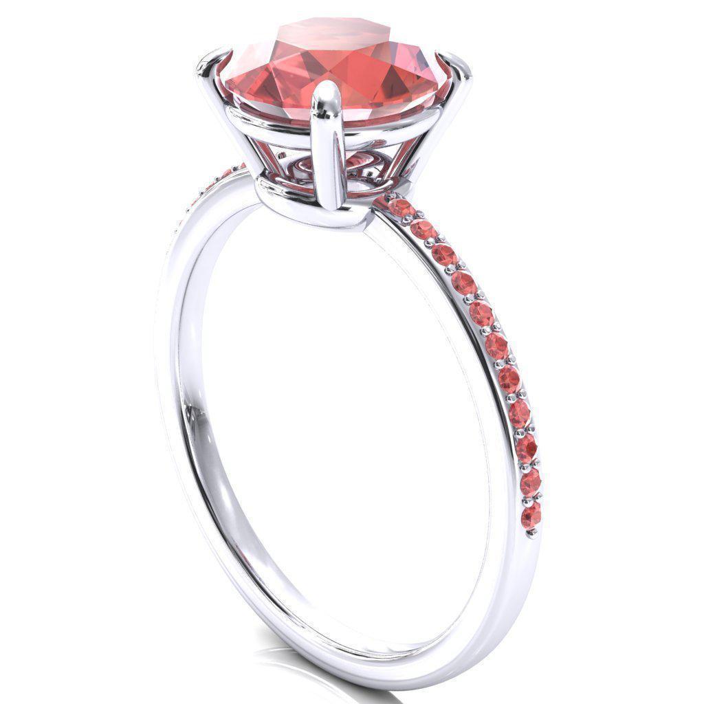 Flora Round Padparadscha Sapphire 1/2 Eternity Accent Padparadscha Sapphire Ring-Custom-Made Jewelry-Fire & Brilliance ®