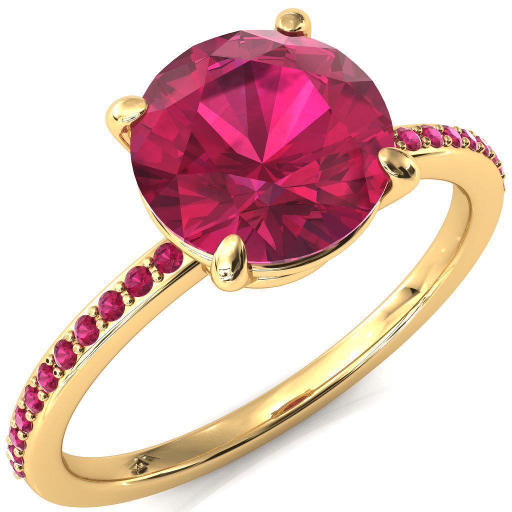 Flora Round Ruby 1/2 Eternity Accent Ruby Ring-Custom-Made Jewelry-Fire & Brilliance ®