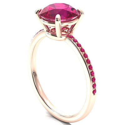 Flora Round Ruby 1/2 Eternity Accent Ruby Ring-Custom-Made Jewelry-Fire & Brilliance ®