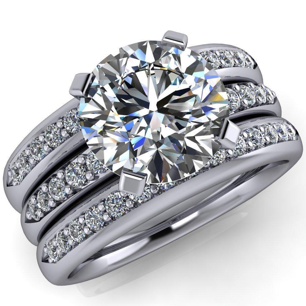 Florence Round Moissanite 4 Prong Diamond Chanel Half Eternity Engagement Ring-Custom-Made Jewelry-Fire & Brilliance ®