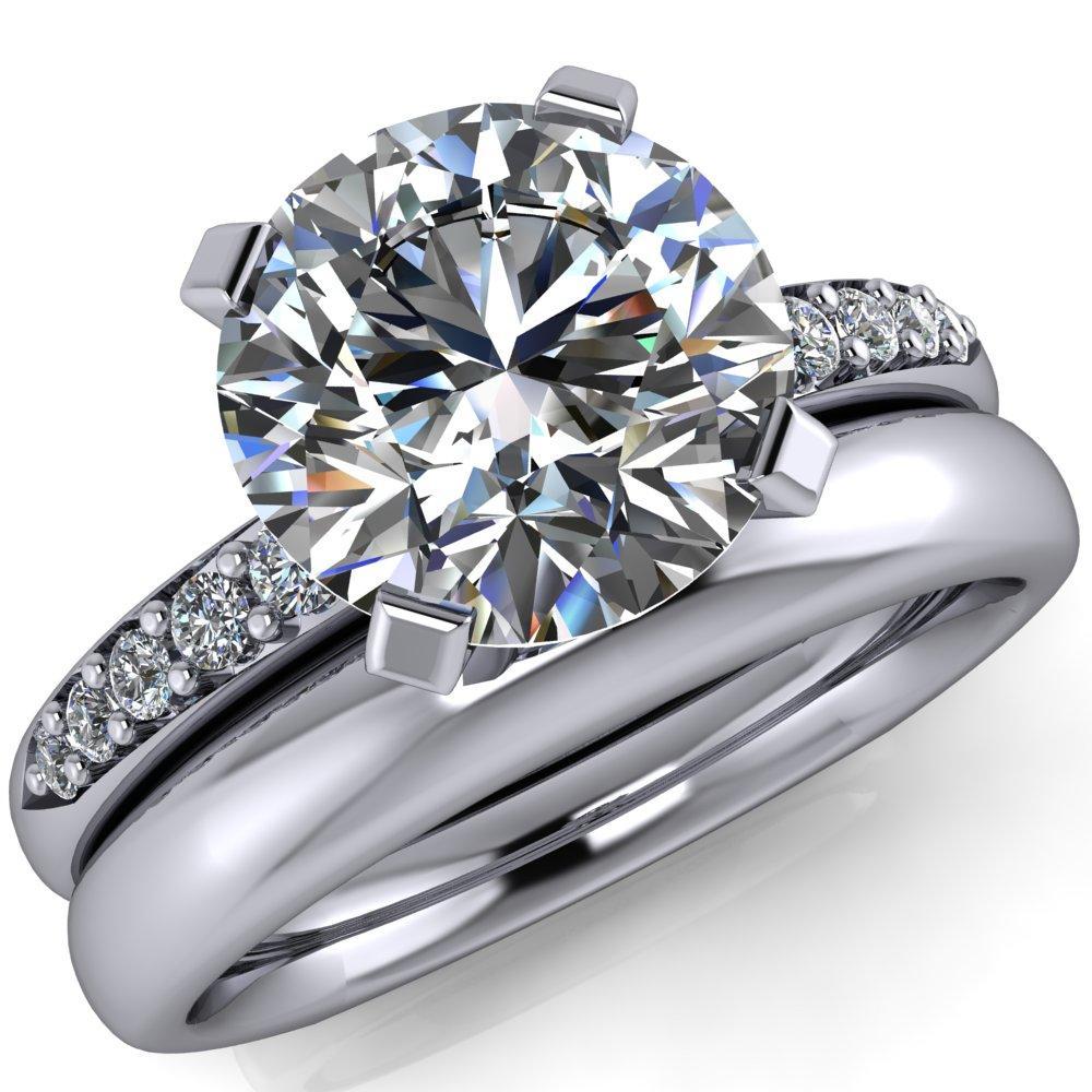 Florence Round Moissanite 4 Prong Diamond Chanel Half Eternity Engagement Ring-Custom-Made Jewelry-Fire & Brilliance ®