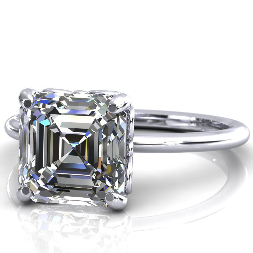 Flourish Asscher Moissanite Scroll Basket Engagement Ring-Custom-Made Jewelry-Fire & Brilliance ®