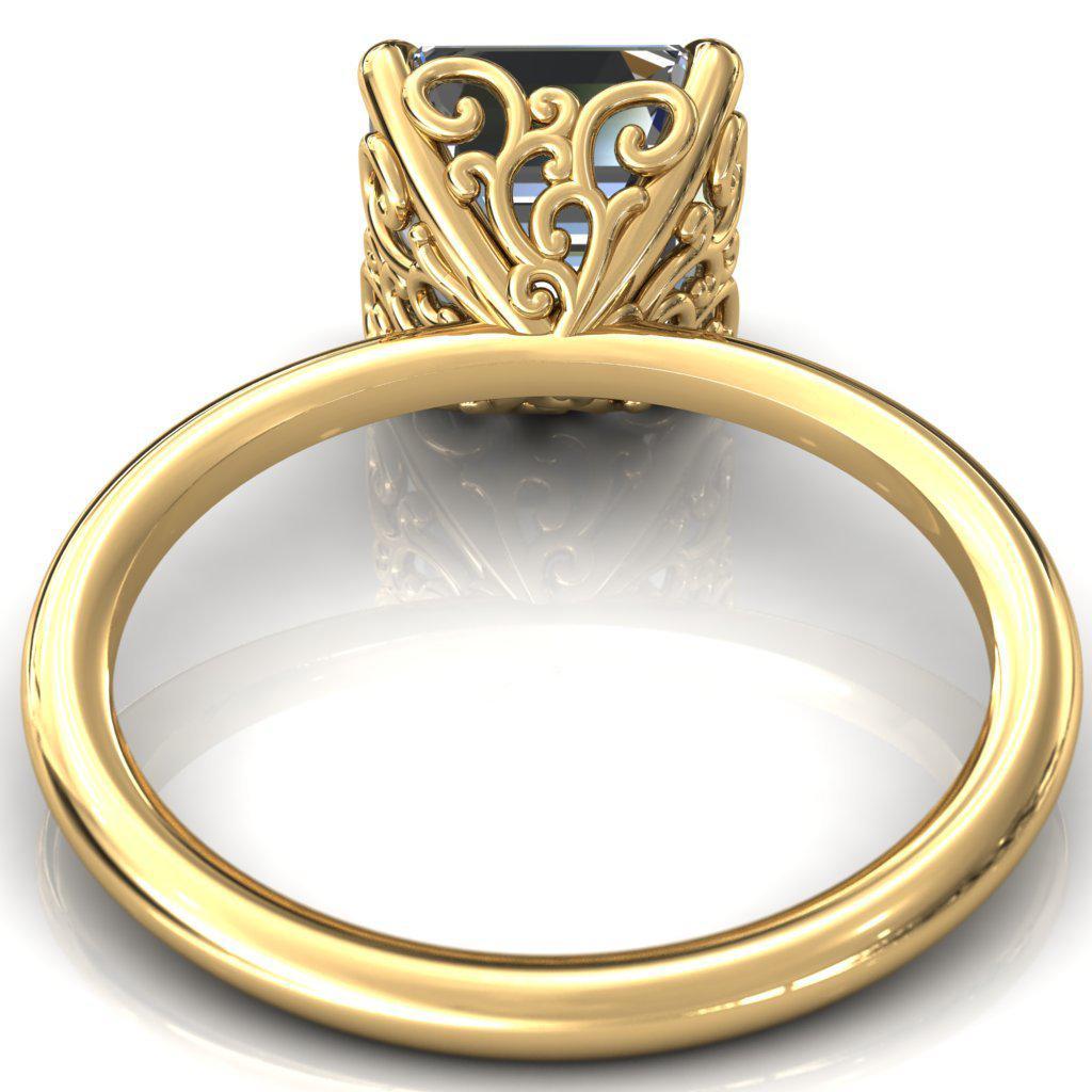 Flourish Asscher Moissanite Scroll Basket Engagement Ring-Custom-Made Jewelry-Fire & Brilliance ®