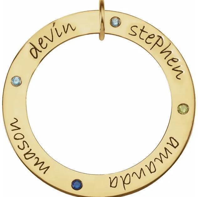 Four-Stone Posh Mommy Engravable Forever Loop Pendant-FIRE & BRILLIANCE
