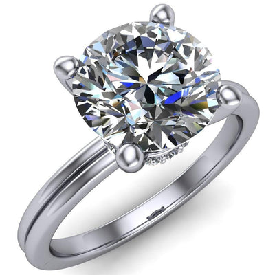Frances Round Moissanite 4 Prong Solitaire Engagement Ring-Custom-Made Jewelry-Fire & Brilliance ®