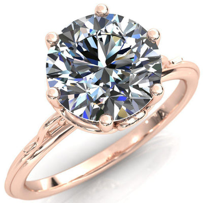 French Garden Round Moissanite Engagement Ring-Custom-Made Jewelry-Fire & Brilliance ®