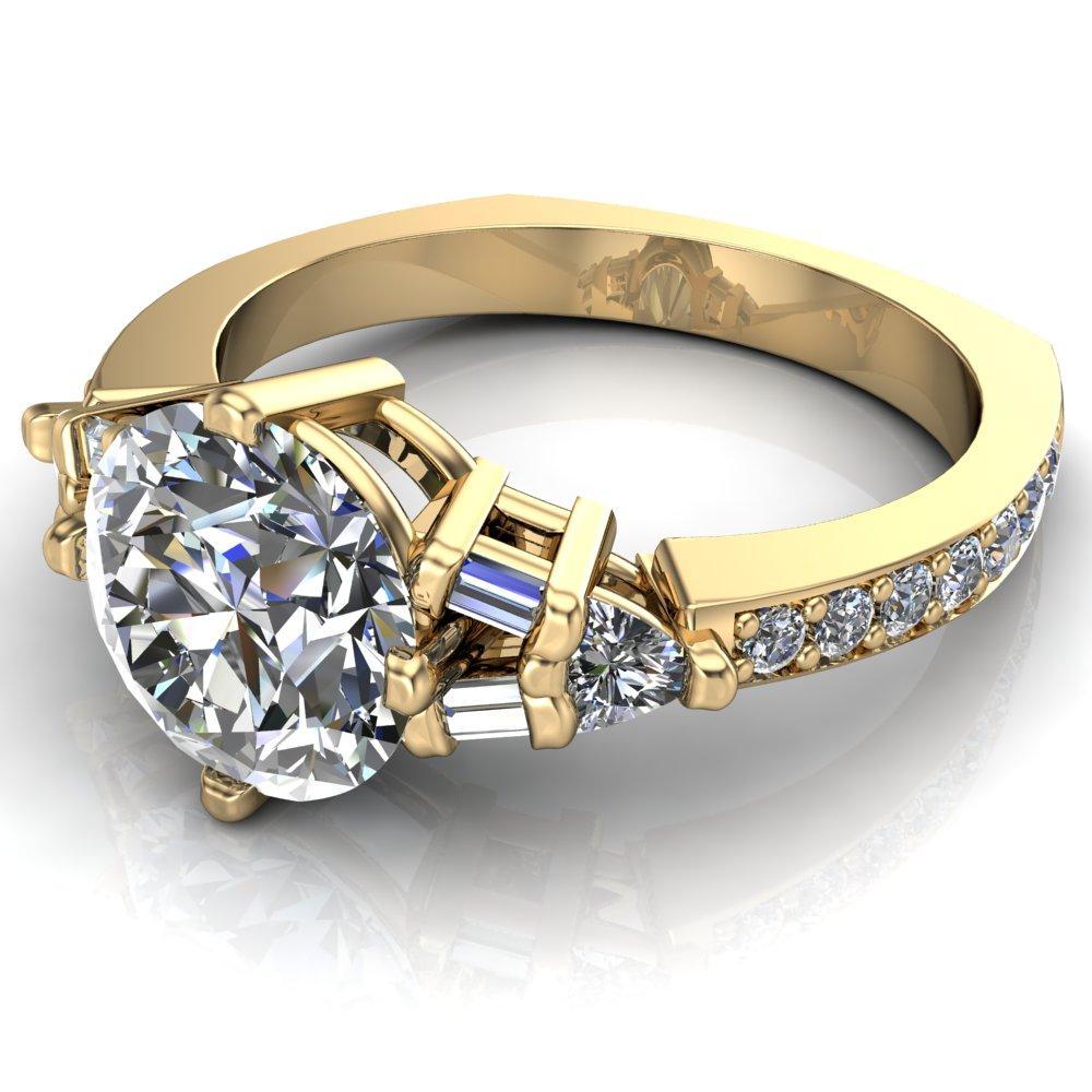 Frida Round Moissanite Half-Eternity Baguette Accent Euro Setting Ring-Custom-Made Jewelry-Fire & Brilliance ®