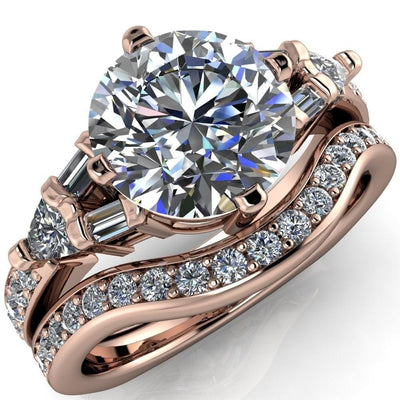 Frida Round Moissanite Half-Eternity Baguette Accent Euro Setting Ring-Custom-Made Jewelry-Fire & Brilliance ®