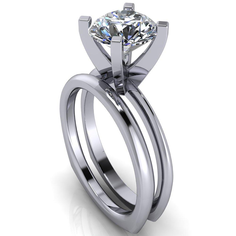Gabriella Round Moissanite Classic 4 Prong Euro Shank Solitaire Ring-Custom-Made Jewelry-Fire & Brilliance ®