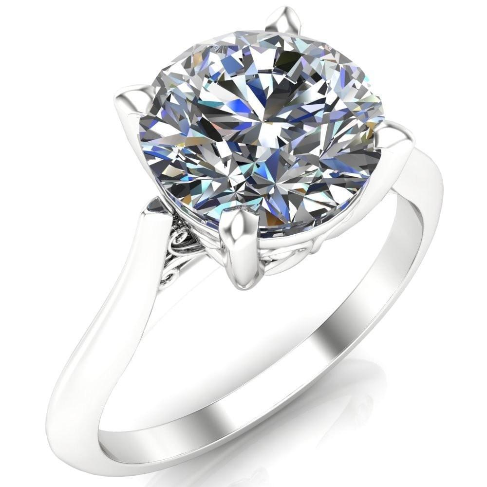 Gaia Round Moissanite 4 Prong Cathedral Engagement Ring-Custom-Made Jewelry-Fire & Brilliance ®