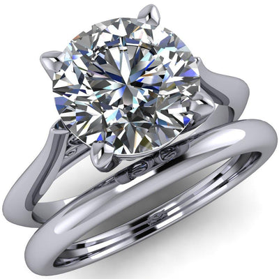 Gaia Round Moissanite 4 Prong Cathedral Engagement Ring-Custom-Made Jewelry-Fire & Brilliance ®