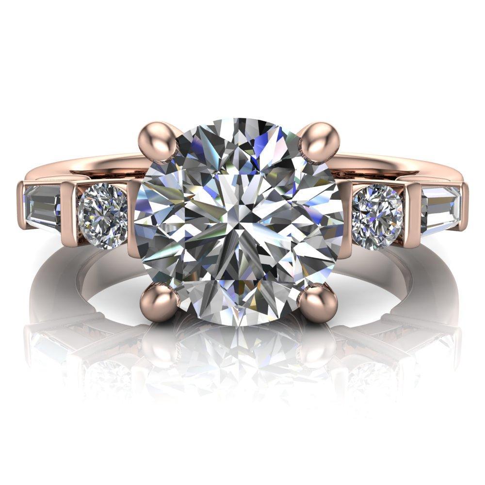 Gale Round Moissanite 4 Prong Double Diamond Side Comfort Fit Ring-Custom-Made Jewelry-Fire & Brilliance ®